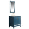 Water Creation Elizabeth 30" Single Sink Carrara White Marble Vanity In Monarch Blue with Matching Mirror EL30CW06MB-R21000000