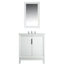 Water Creation Elizabeth 30" Single Sink Carrara White Marble Vanity In Pure White with Matching Mirror EL30CW01PW-R21000000