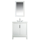 Water Creation Elizabeth 30" Single Sink Carrara White Marble Vanity In Pure White with Matching Mirror and F2-0012-01-TL Lavatory Faucet EL30CW01PW-R21TL1201