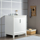 Water Creation Elizabeth 30" Single Sink Carrara White Marble Vanity In Pure White with Matching Mirror EL30CW01PW-R21000000