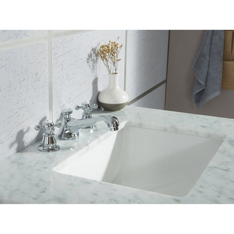 Water Creation Elizabeth 30" Single Sink Carrara White Marble Vanity In Pure White with Matching Mirror EL30CW01PW-R21000000