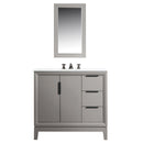 Water Creation Elizabeth 36" Single Sink Carrara White Marble Vanity In Cashmere Gray with Matching Mirror and F2-0012-03-TL Lavatory Faucet EL36CW03CG-R21TL1203