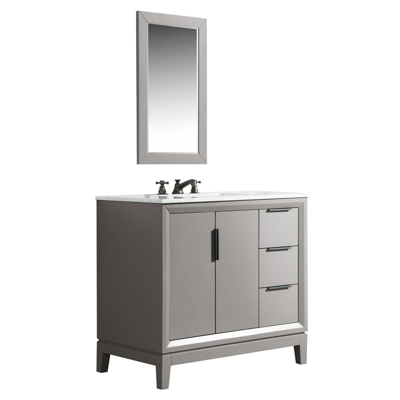 Water Creation Elizabeth 36" Single Sink Carrara White Marble Vanity In Cashmere Gray EL36CW03CG-000000000