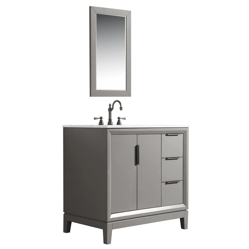 Water Creation Elizabeth 36" Single Sink Carrara White Marble Vanity In Cashmere Gray with F2-0012-03-TL Lavatory Faucet EL36CW03CG-000TL1203