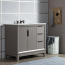 Water Creation Elizabeth 36" Single Sink Carrara White Marble Vanity In Cashmere Gray EL36CW03CG-000000000