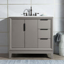 Water Creation Elizabeth 36" Single Sink Carrara White Marble Vanity In Cashmere Gray EL36CW03CG-000000000