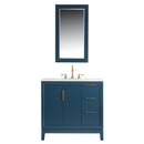 Water Creation Elizabeth 36" Single Sink Carrara White Marble Vanity In Monarch Blue EL36CW06MB-000000000