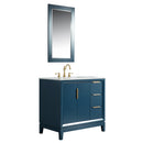 Water Creation Elizabeth 36" Single Sink Carrara White Marble Vanity In Monarch Blue EL36CW06MB-000000000