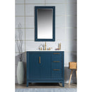 Water Creation Elizabeth 36" Single Sink Carrara White Marble Vanity In Monarch Blue EL36CW06MB-000000000