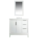 Water Creation Elizabeth 36" Single Sink Carrara White Marble Vanity In Pure White with Matching Mirror EL36CW01PW-R21000000