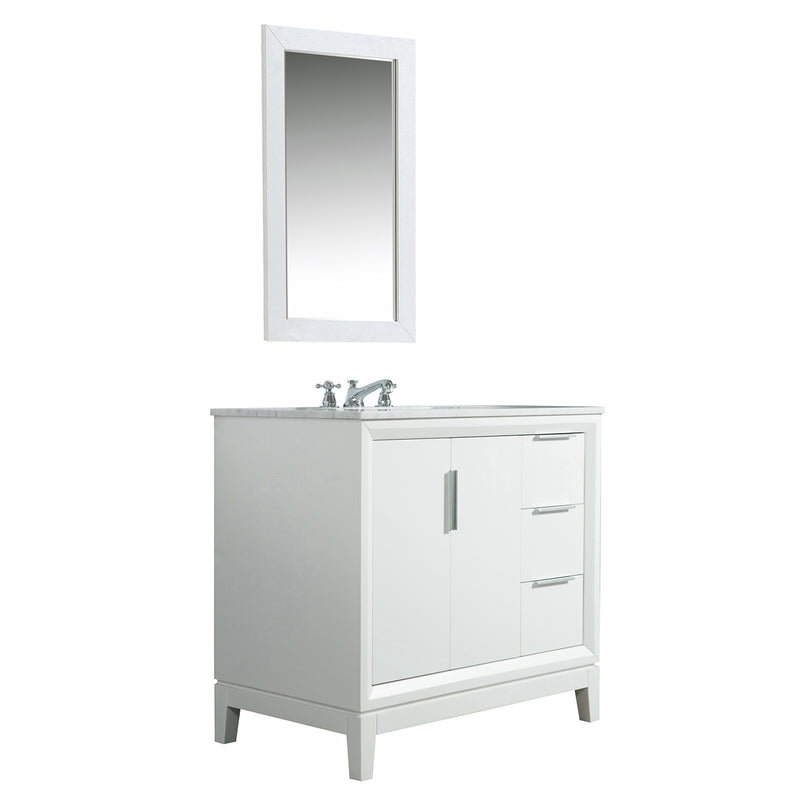 Water Creation Elizabeth 36" Single Sink Carrara White Marble Vanity In Pure White EL36CW01PW-000000000