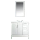 Water Creation Elizabeth 36" Single Sink Carrara White Marble Vanity In Pure White with Matching Mirror and F2-0012-01-TL Lavatory Faucet EL36CW01PW-R21TL1201