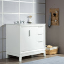 Water Creation Elizabeth 36" Single Sink Carrara White Marble Vanity In Pure White EL36CW01PW-000000000