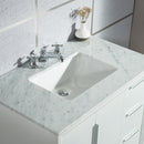 Water Creation Elizabeth 36" Single Sink Carrara White Marble Vanity In Pure White with Matching Mirror EL36CW01PW-R21000000