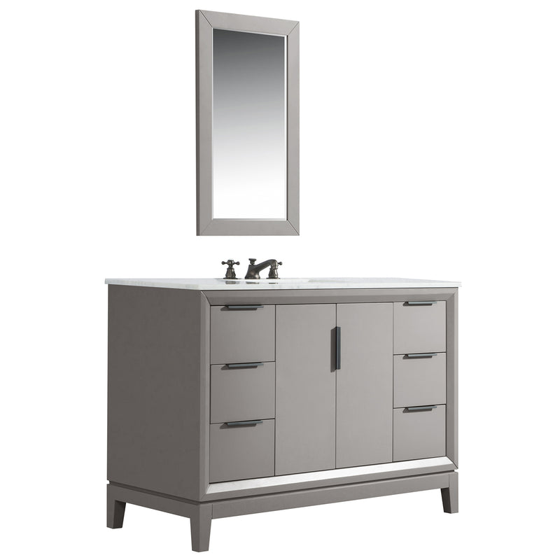 Water Creation Elizabeth 48" Single Sink Carrara White Marble Vanity In Cashmere Gray with F2-0009-03-BX Lavatory Faucet EL48CW03CG-000BX0903