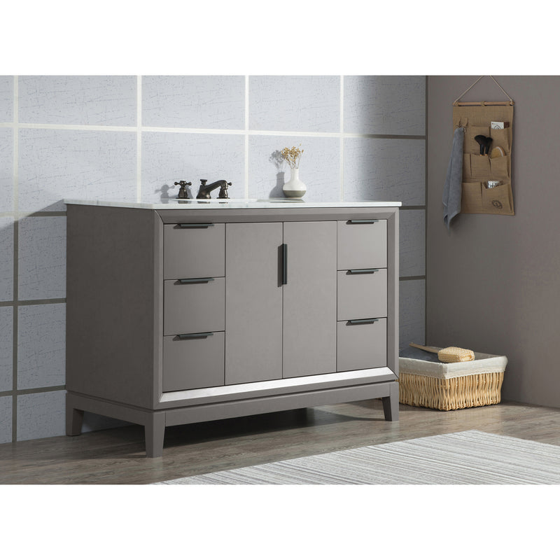 Water Creation Elizabeth 48" Single Sink Carrara White Marble Vanity In Cashmere Gray EL48CW03CG-000000000