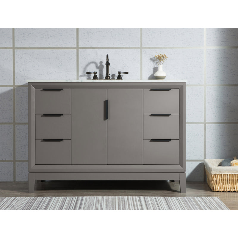 Water Creation Elizabeth 48" Single Sink Carrara White Marble Vanity In Cashmere Gray with F2-0012-03-TL Lavatory Faucet EL48CW03CG-000TL1203