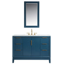 Water Creation Elizabeth 48" Single Sink Carrara White Marble Vanity In Monarch Blue EL48CW06MB-000000000