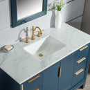 Water Creation Elizabeth 48" Single Sink Carrara White Marble Vanity In Monarch Blue EL48CW06MB-000000000