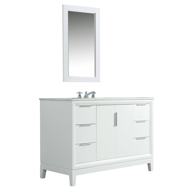 Water Creation Elizabeth 48" Single Sink Carrara White Marble Vanity In Pure White EL48CW01PW-000000000