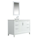 Water Creation Elizabeth 48" Single Sink Carrara White Marble Vanity In Pure White with Matching Mirror and F2-0012-01-TL Lavatory Faucet EL48CW01PW-R21TL1201