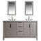 Water Creation Elizabeth 60" Double Sink Carrara White Marble Vanity In Cashmere Gray with F2-0012-03-TL Lavatory Faucet EL60CW03CG-000TL1203