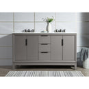 Water Creation Elizabeth 60" Double Sink Carrara White Marble Vanity In Cashmere Gray EL60CW03CG-000000000