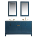 Water Creation Elizabeth 60" Double Sink Carrara White Marble Vanity In Monarch Blue EL60CW06MB-000000000