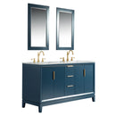 Water Creation Elizabeth 60" Double Sink Carrara White Marble Vanity In Monarch Blue EL60CW06MB-000000000