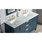 Water Creation Elizabeth 60" Double Sink Carrara White Marble Vanity In Monarch Blue with Matching Mirror EL60CW06MB-R21000000