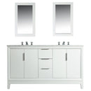 Water Creation Elizabeth 60" Double Sink Carrara White Marble Vanity In Pure White with Matching Mirror EL60CW01PW-R21000000