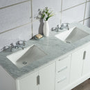 Water Creation Elizabeth 60" Double Sink Carrara White Marble Vanity In Pure White with F2-0009-01-BX Lavatory Faucet EL60CW01PW-000BX0901