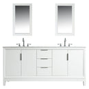 Water Creation Elizabeth 72" Double Sink Carrara White Marble Vanity In Pure White with Matching Mirror and F2-0012-01-TL Lavatory Faucet EL72CW01PW-R21TL1201