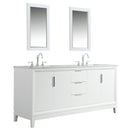 Water Creation Elizabeth 72" Double Sink Carrara White Marble Vanity In Pure White with F2-0012-01-TL Lavatory Faucet EL72CW01PW-000TL1201