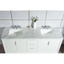 Water Creation Elizabeth 72" Double Sink Carrara White Marble Vanity In Pure White with F2-0009-01-BX Lavatory Faucet EL72CW01PW-000BX0901