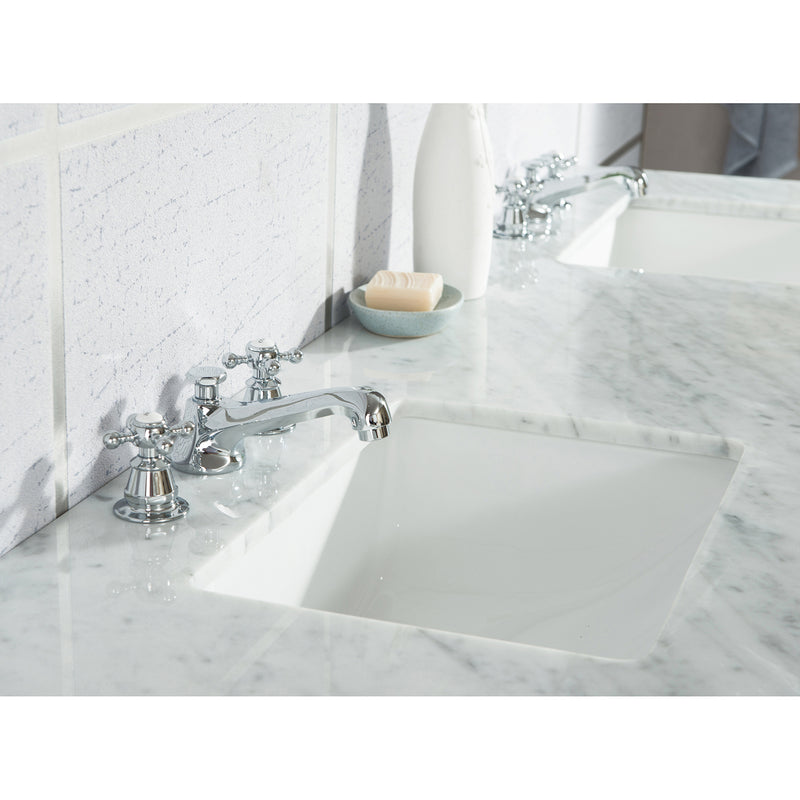 Water Creation Elizabeth 72" Double Sink Carrara White Marble Vanity In Pure White with Matching Mirror EL72CW01PW-R21000000