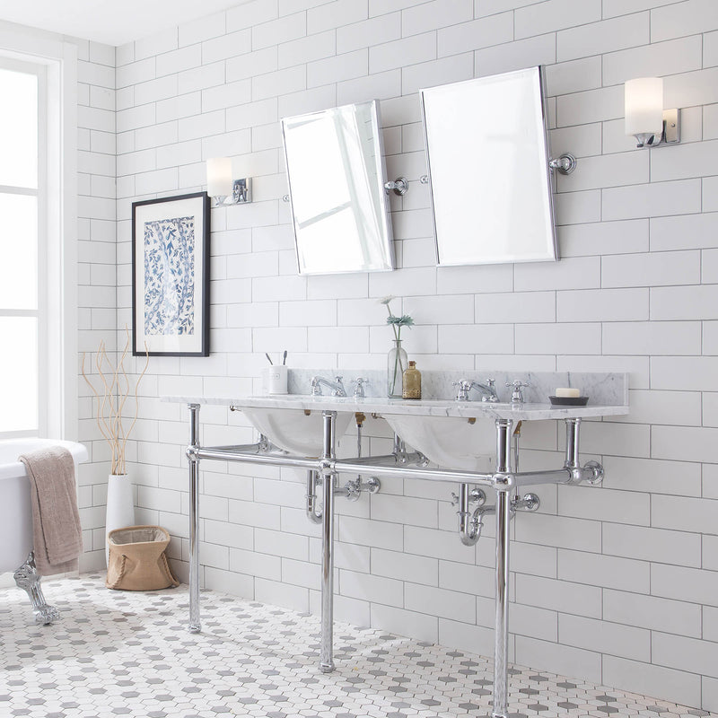 Water Creation Embassy 60" Wide Double Wash Stand and P-Trap included In Chrome Finish EB60B-0100