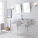 Water Creation Embassy 60" Wide Double Wash Stand P-Trap Counter Top with Basin F2-0013 Faucet and Mirror included In Chrome Finish EB60E-0113