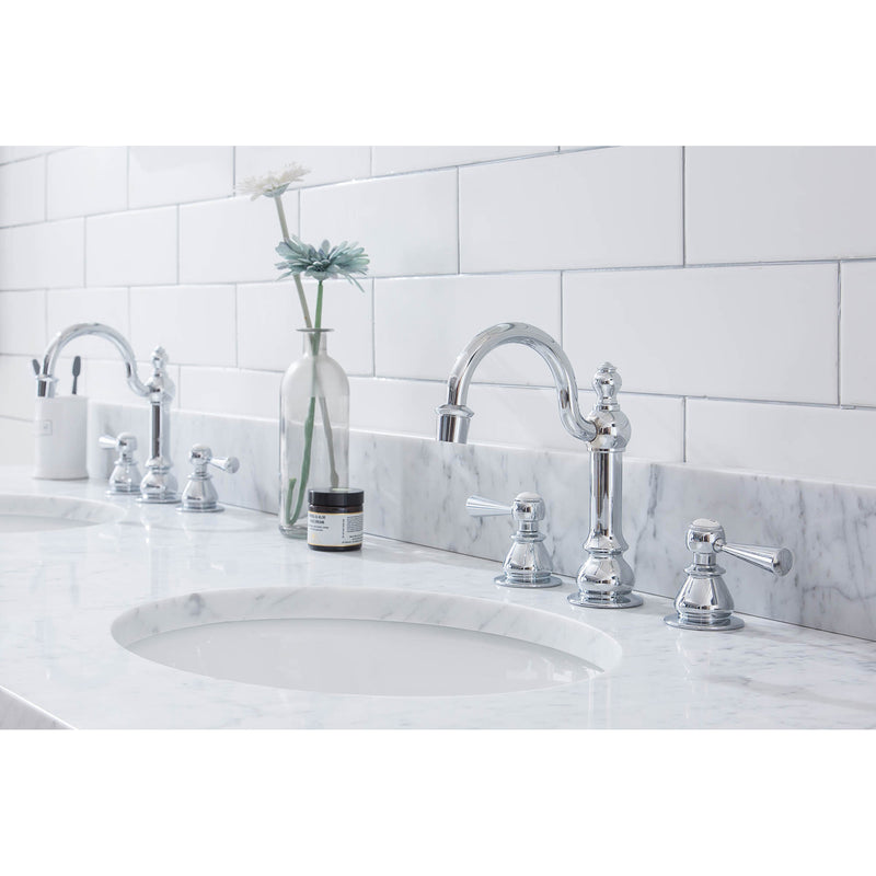 Water Creation Embassy 72" Wide Double Wash Stand P-Trap Counter Top with Basin and F2-0012 Faucet included In Chrome Finish EB72D-0112