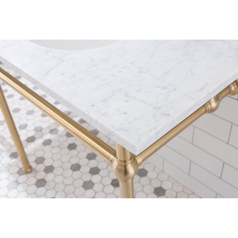 Water Creation Embassy 72" Wide Double Wash Stand and P-Trap included In Satin Gold Finish EB72B-0600
