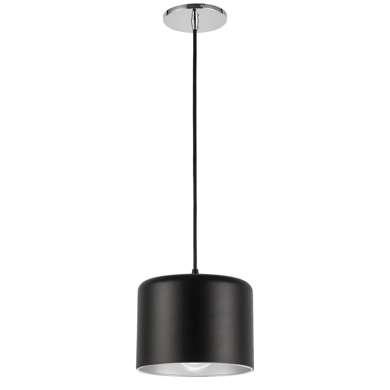 Dainolite 1 Light Incandescent Pendant Polished Chrome with Matte Black and Silver Shade EMI-81P-PC-MB