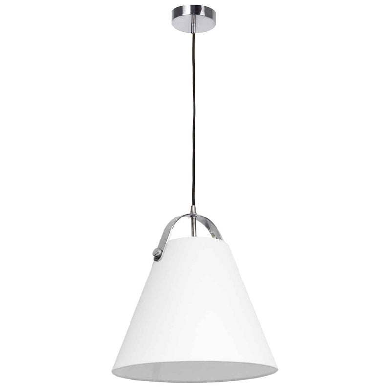 Dainolite 1 Light Emperor Pendant Polished Chrome W/White Shade EMP-111P-790-PC