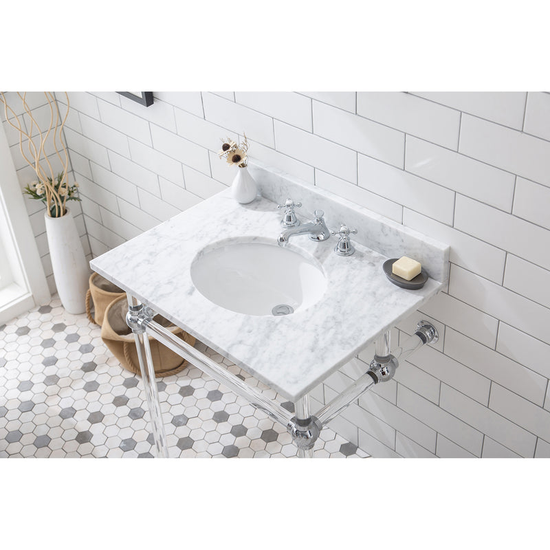 Water Creation Empire 30" Wide Single Wash Stand P-Trap Counter Top with Basin F2-0009 Faucet and Mirror included In Chrome Finish EP30E-0109