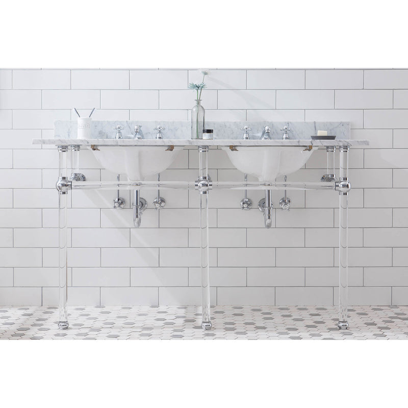 Water Creation Empire 60" Wide Double Wash Stand P-Trap and Counter Top with Basin included In Chrome Finish EP60C-0100