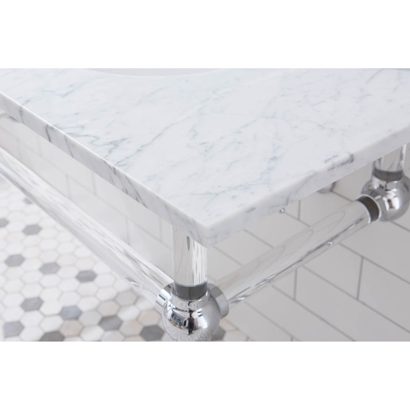 Water Creation Empire 60" Wide Double Wash Stand P-Trap and Counter Top with Basin included In Chrome Finish EP60C-0100