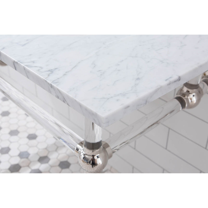 Water Creation Empire 60" Wide Double Wash Stand P-Trap and Counter Top with Basin included In Polished Nickel PVD Finish EP60C-0500