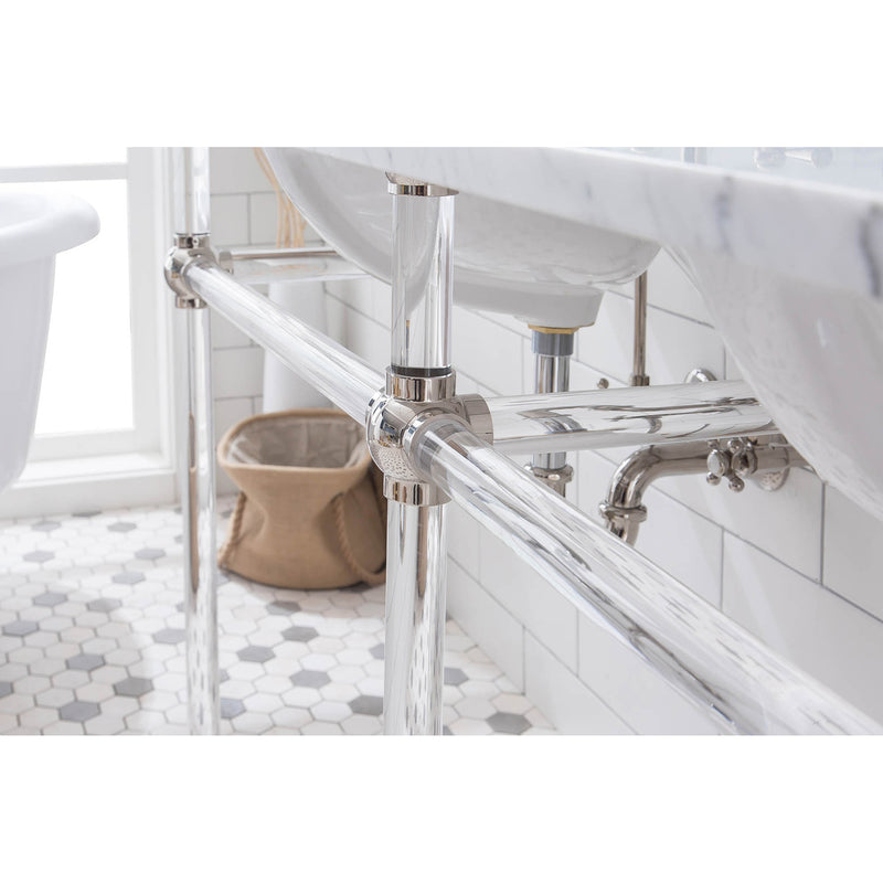 Water Creation Empire 60" Wide Double Wash Stand P-Trap Counter Top with Basin and F2-0013 Faucet included In Polished Nickel PVD Finish EP60D-0513