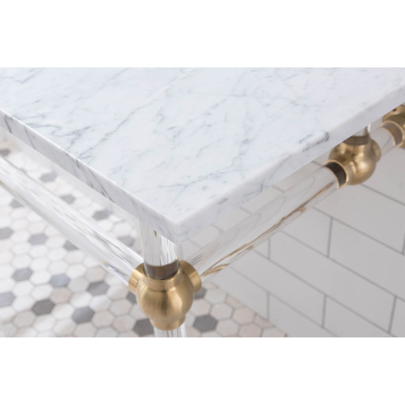 Water Creation Empire 60" Wide Double Wash Stand P-Trap Counter Top with Basin F2-0013 Faucet and Mirror included In Satin Gold Finish EP60E-0613