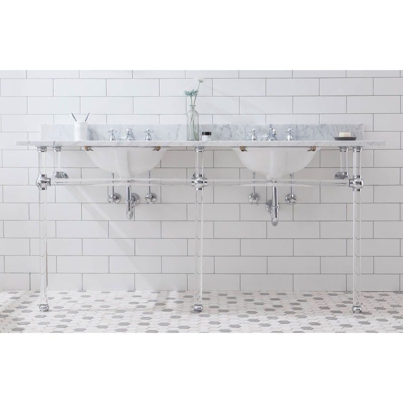 Water Creation Empire 72" Wide Double Wash Stand P-Trap Counter Top with Basin and F2-0009 Faucet included In Chrome Finish EP72D-0109