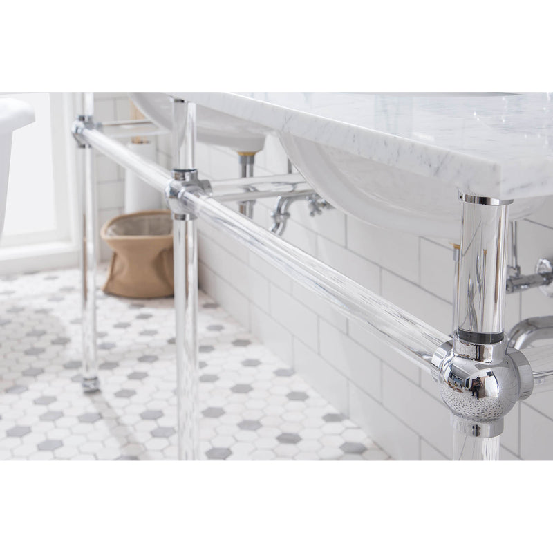 Water Creation Empire 72" Wide Double Wash Stand P-Trap Counter Top with Basin and F2-0009 Faucet included In Chrome Finish EP72D-0109